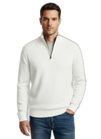Men's Cashmere Sweater with Zipper - Soft, Stylish Knitwear for Casual or Formal Wear White