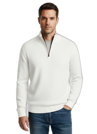 Men's Cashmere Sweater with Zipper - Soft, Stylish Knitwear for Casual or Formal Wear White
