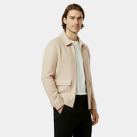 Men's Cashmere Zip Jacket - Water-Repellent Polo Collar Design for Casual Wear