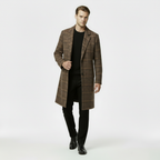 Men's Checked Wool-Blend Overcoat - Plaid Winter Coat for Cold Weather Fashion