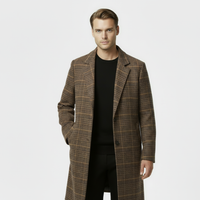 Men's Checked Wool-Blend Overcoat - Plaid Winter Coat for Cold Weather Fashion