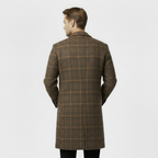 Men's Checked Wool-Blend Overcoat - Plaid Winter Coat for Cold Weather Fashion
