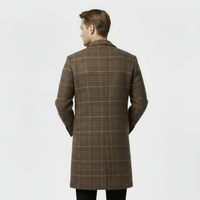Men's Checked Wool-Blend Overcoat - Plaid Winter Coat for Cold Weather Fashion
