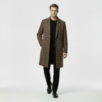 Men's Checked Wool-Blend Overcoat - Plaid Winter Coat for Cold Weather Fashion