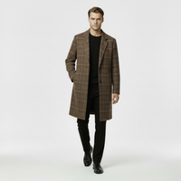 Men's Checked Wool-Blend Overcoat - Plaid Winter Coat for Cold Weather Fashion