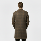 Men's Checked Wool-Blend Overcoat - Plaid Winter Coat for Cold Weather Fashion