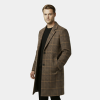 Men's Checked Wool-Blend Overcoat - Plaid Winter Coat for Cold Weather Fashion