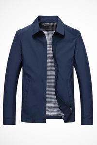 Men's Collared Harrington Jacket with Check Lining for Casual Wear