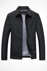 Men's Collared Harrington Jacket with Check Lining for Casual Wear