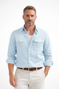 Cotton Linen Long Sleeve Men's Shirt UK – Smart Casual & Holiday & Resort Wear