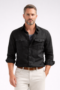 Cotton Linen Long Sleeve Men's Shirt UK – Smart Casual & Holiday & Resort Wear