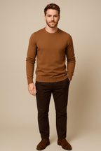 Men's Crew Neck Sweater - Soft Knit Fabric, Regular Fit, Casual Wear