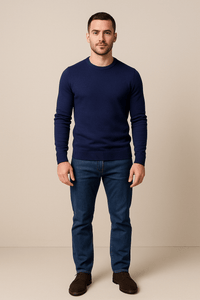Men's Crew Neck Sweater - Soft Knit Fabric, Regular Fit, Casual Wear