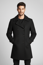 Men's Double Button Lapel Jacket - Casual Elegance Design for Smart-Casual Wear Black