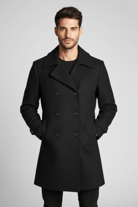 Men's Double Button Lapel Jacket - Casual Elegance Design for Smart-Casual Wear Black