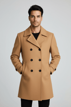 Men's Double Button Lapel Jacket - Casual Elegance Design for Smart-Casual Wear Khaki