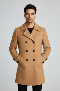 Men's Double Button Lapel Jacket - Casual Elegance Design for Smart-Casual Wear Khaki