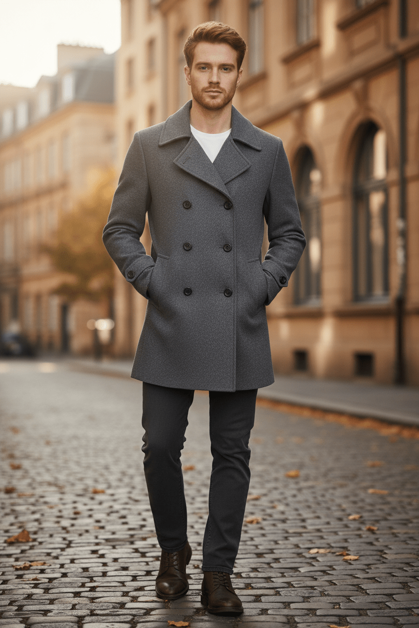 Men's Double Button Lapel Jacket - Casual Elegance Design for Smart-Casual Wear