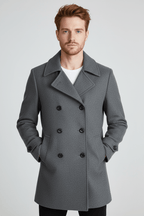 Men's Double Button Lapel Jacket - Casual Elegance Design for Smart-Casual Wear Grey