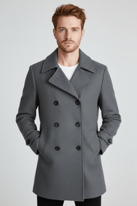Men's Double Button Lapel Jacket - Casual Elegance Design for Smart-Casual Wear Grey
