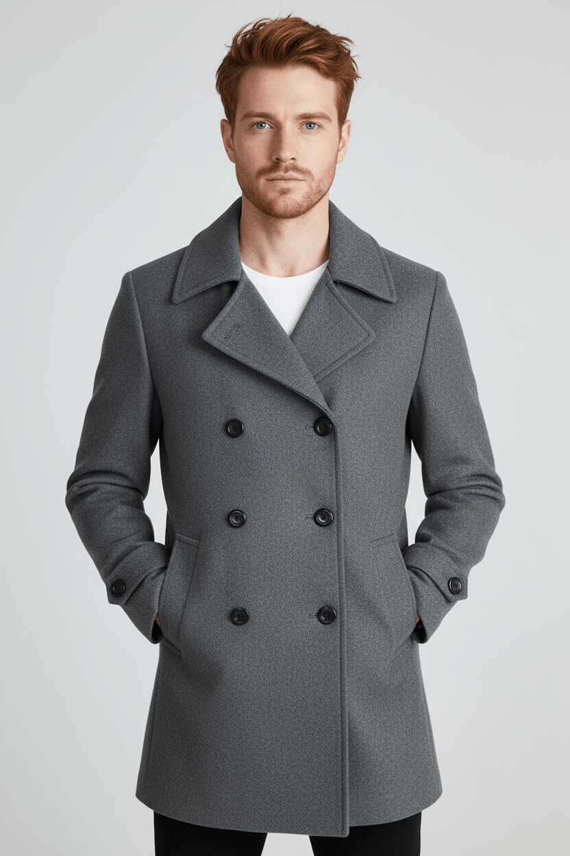 Men's Double Button Lapel Jacket - Casual Elegance Design for Smart-Casual Wear Grey