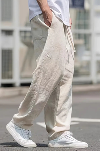 Khaki Wide Leg Men's Trousers UK – Smart Casual & Holiday Wear