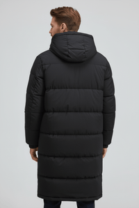 Men's Heavy Insulated Hooded Trench Coat - Relaxed Fit, Warm Outerwear for Cold Weather