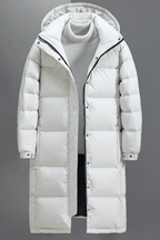 Men's Heavy Insulated Hooded Trench Coat - Relaxed Fit, Warm Outerwear for Cold Weather