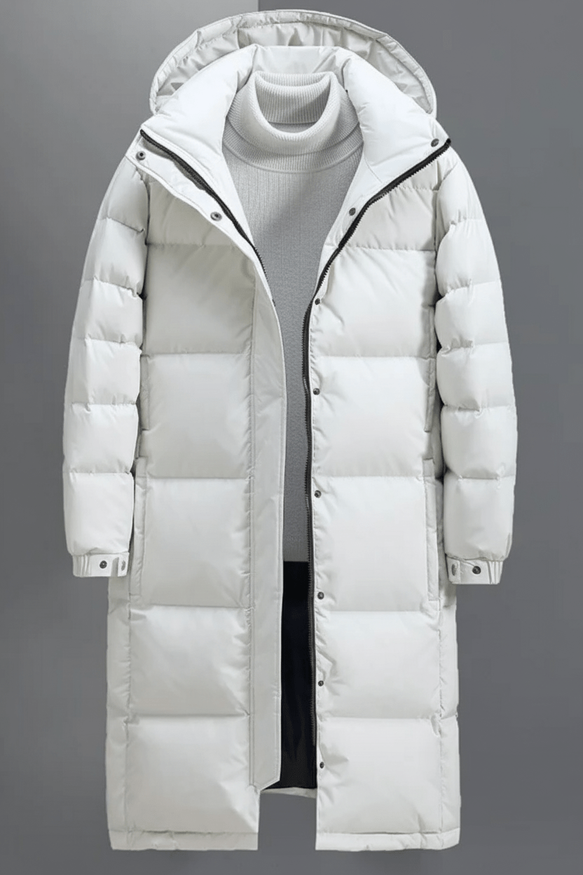 Men's Heavy Insulated Hooded Trench Coat - Relaxed Fit, Warm Outerwear for Cold Weather