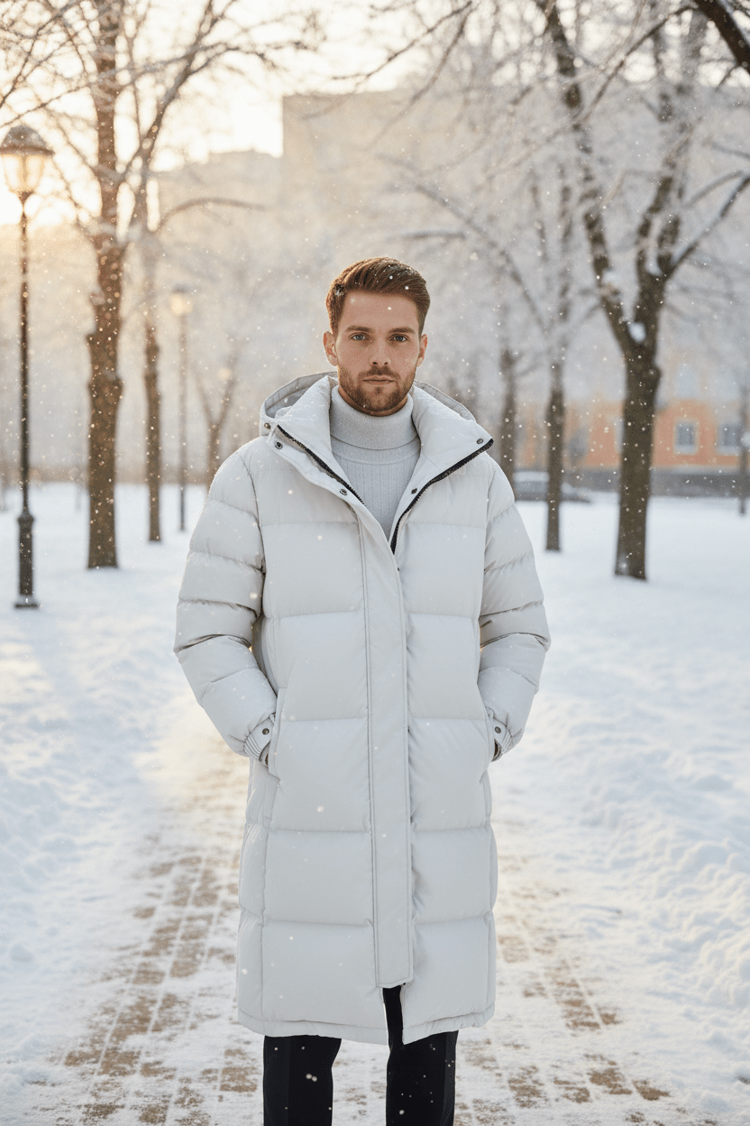 Men's Heavy Insulated Hooded Trench Coat - Relaxed Fit, Warm Outerwear for Cold Weather