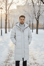 Men's Heavy Insulated Hooded Trench Coat - Relaxed Fit, Warm Outerwear for Cold Weather