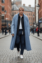 Men's Insulated Oversized Trench Coat with Shearling Lining for Cold Weather Wear