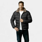 Men's Insulated Puffer Jacket with Sherpa Collar for Winter Outdoor Activities