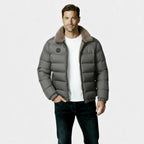 Men's Insulated Puffer Jacket with Sherpa Collar for Winter Outdoor Activities