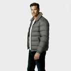 Men's Insulated Puffer Jacket with Sherpa Collar for Winter Outdoor Activities