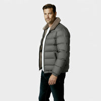 Men's Insulated Puffer Jacket with Sherpa Collar for Winter Outdoor Activities