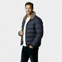 Men's Insulated Puffer Jacket with Sherpa Collar for Winter Outdoor Activities
