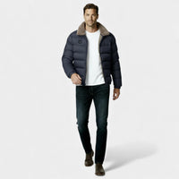 Men's Insulated Puffer Jacket with Sherpa Collar for Winter Outdoor Activities