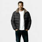 Men's Insulated Puffer Jacket with Sherpa Collar for Winter Outdoor Activities