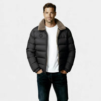 Men's Insulated Puffer Jacket with Sherpa Collar for Winter Outdoor Activities