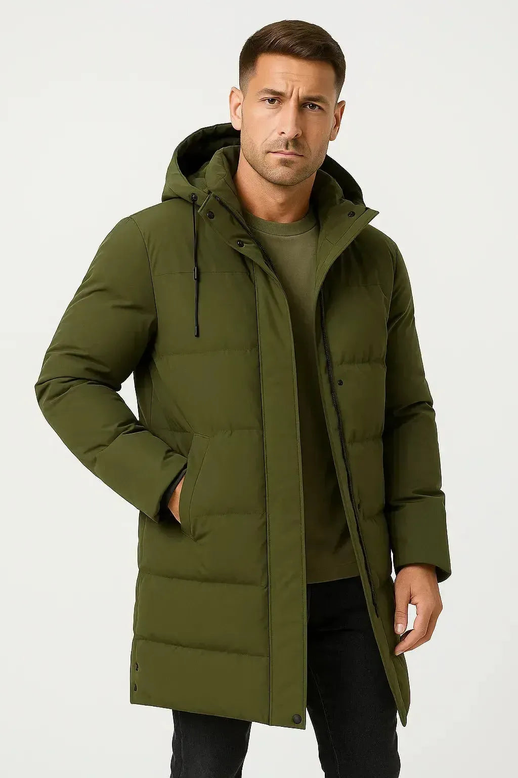 Men's Insulated Waterproof Puffer Jacket - Warm Winter Coat for Outdoor Activities