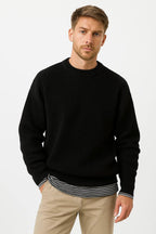Men's Knitted Oversized Sweater | Ribbed Texture | Casual Wear for Fall/Winter