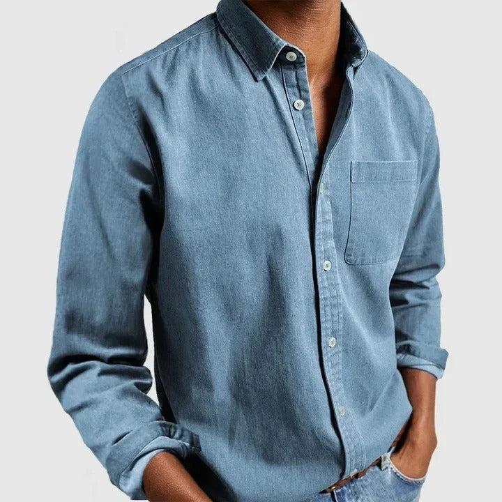Men's Lightweight Long Sleeve Button-Down Shirt - Relaxed Fit Casual Wear