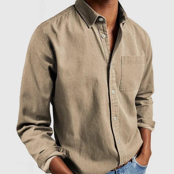Men's Lightweight Long Sleeve Button-Down Shirt - Relaxed Fit Casual Wear