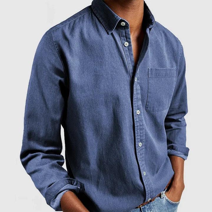 Men's Lightweight Long Sleeve Button-Down Shirt - Relaxed Fit Casual Wear