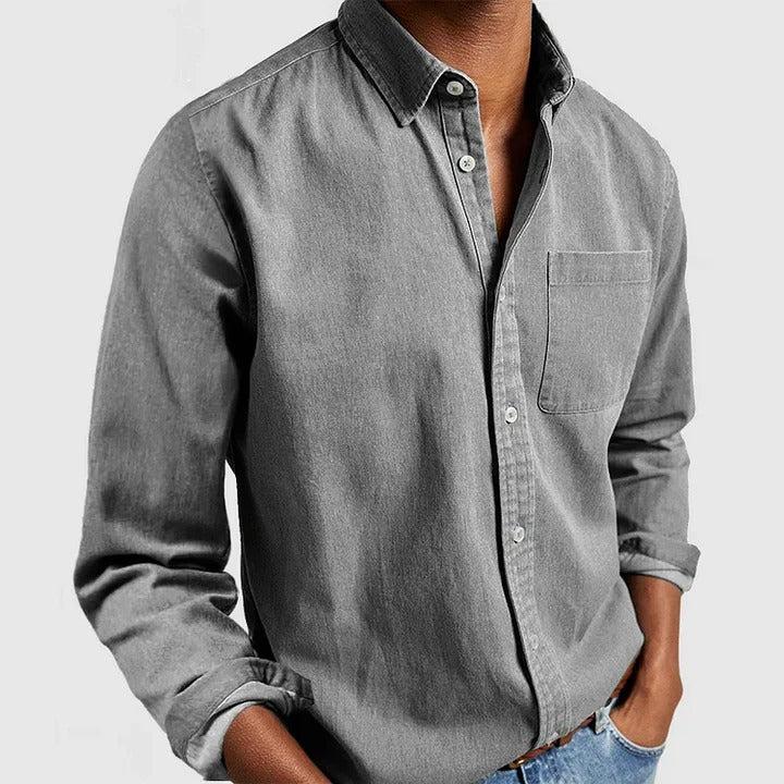 Men's Lightweight Long Sleeve Button-Down Shirt - Relaxed Fit Casual Wear