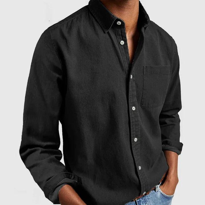 Men's Lightweight Long Sleeve Button-Down Shirt - Relaxed Fit Casual Wear