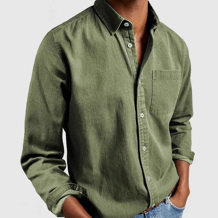 Men's Lightweight Long Sleeve Button-Down Shirt - Relaxed Fit Casual Wear