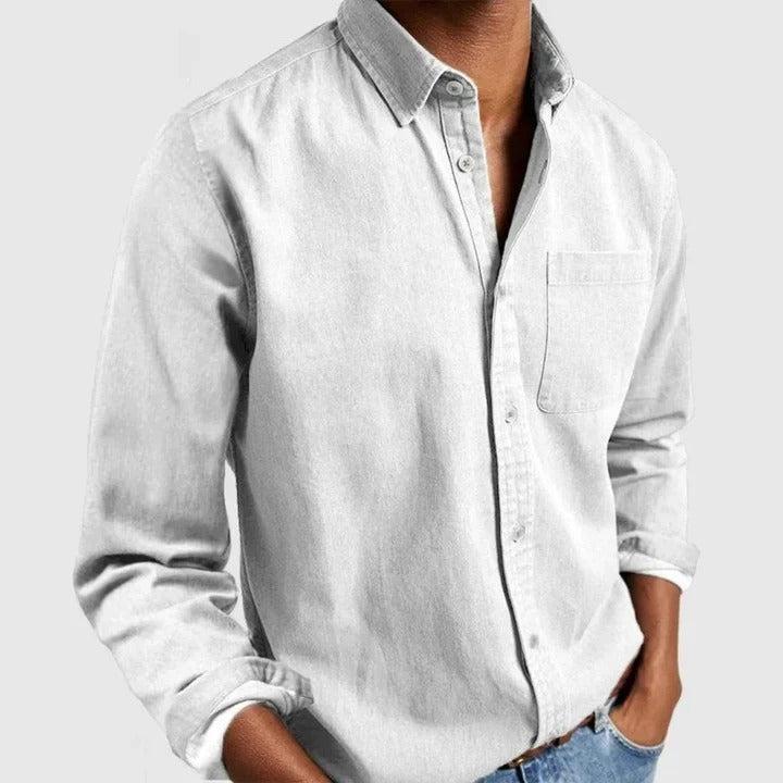 Men's Lightweight Long Sleeve Button-Down Shirt - Relaxed Fit Casual Wear