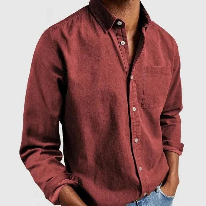 Men's Lightweight Long Sleeve Button-Down Shirt - Relaxed Fit Casual Wear